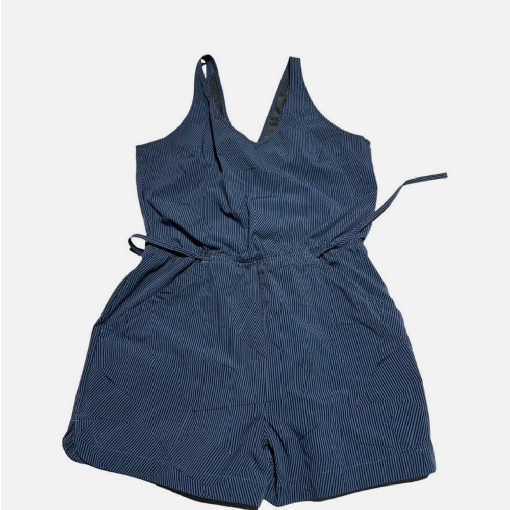 Navy Blue Striped Romper